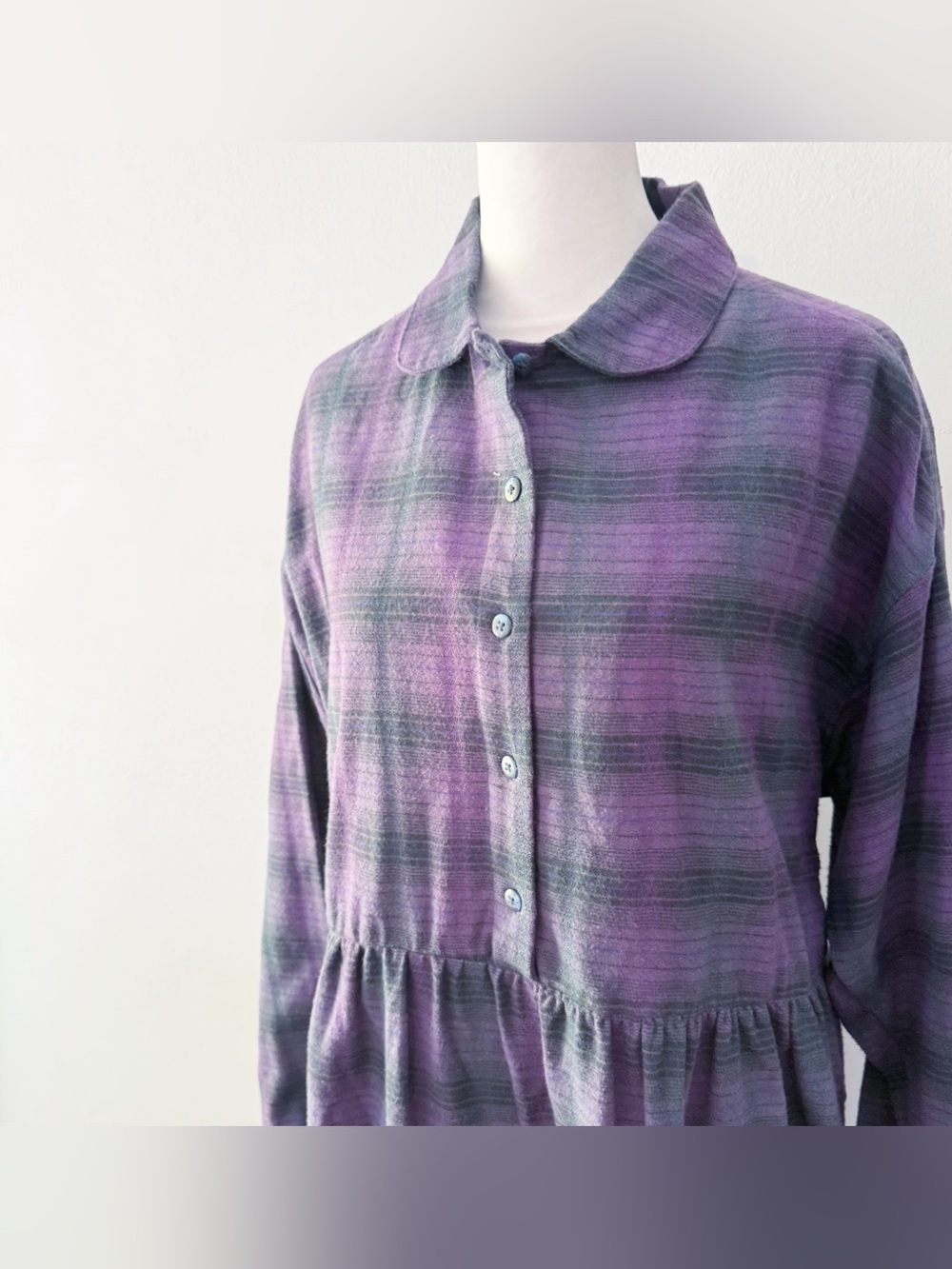 Flyshacker Women 100% Cotton Flannel Plaid Dress Large Cabin Woodland Country - Picture 2 of 7